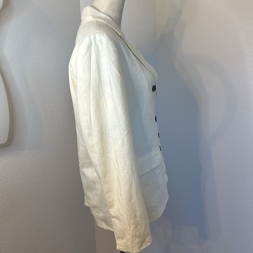 Who What Wear Ivory Double Breasted Linen Blazer Size Large NWOT - Picture 7 of 11
